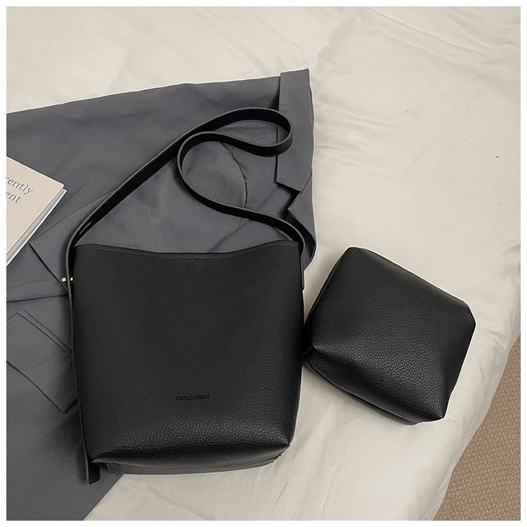 Women's Bucket Bag Women's Bag Crossbody Bag Design Child Mother Bucket Bag Lychee Grain Material Soft Tote Bag_voghion.com