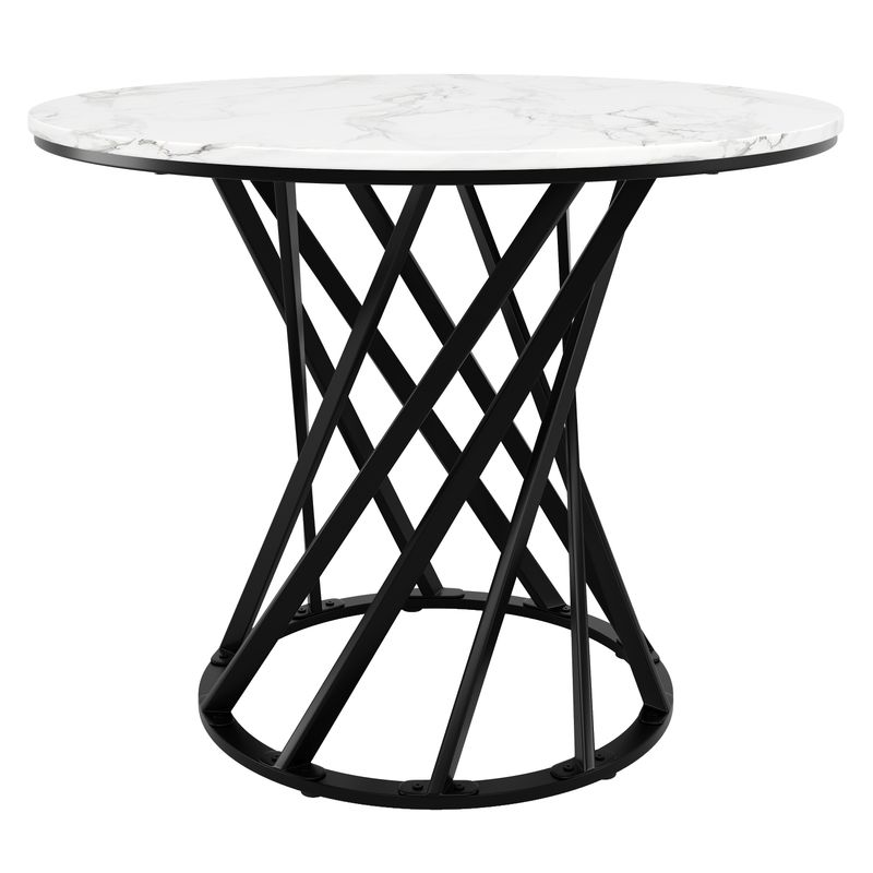 Runder Esstisch 80x76cm Mit Marmorplatte, Schwarze Beine_voghion.com