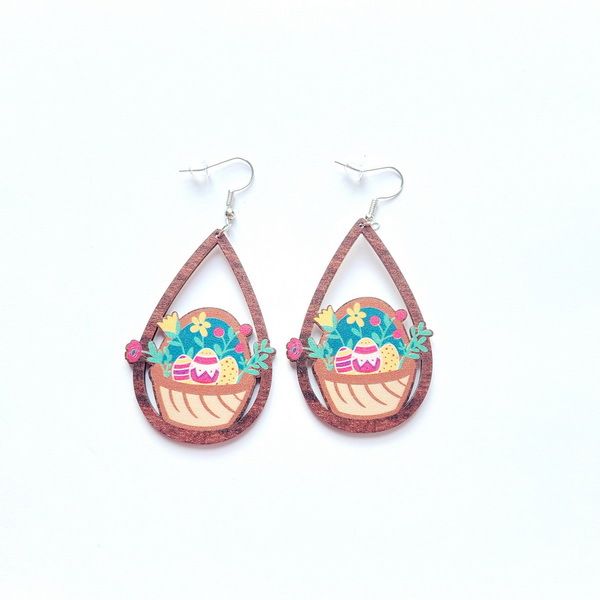Orecchini a forma di uovo di Pasqua con stampa leopardata a forma di goccia d'acqua cava, tre pulcini di coniglio, regalo di festa per ragazze_voghion.com