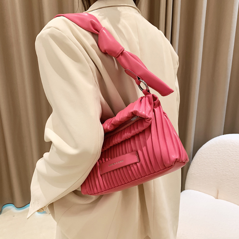 Borsa a pieghe da donna New Fashion Design Sense Borsa a tracolla tinta unita di nicchia Borsa ascellare Borsa a tracolla senior semplice_voghion.com