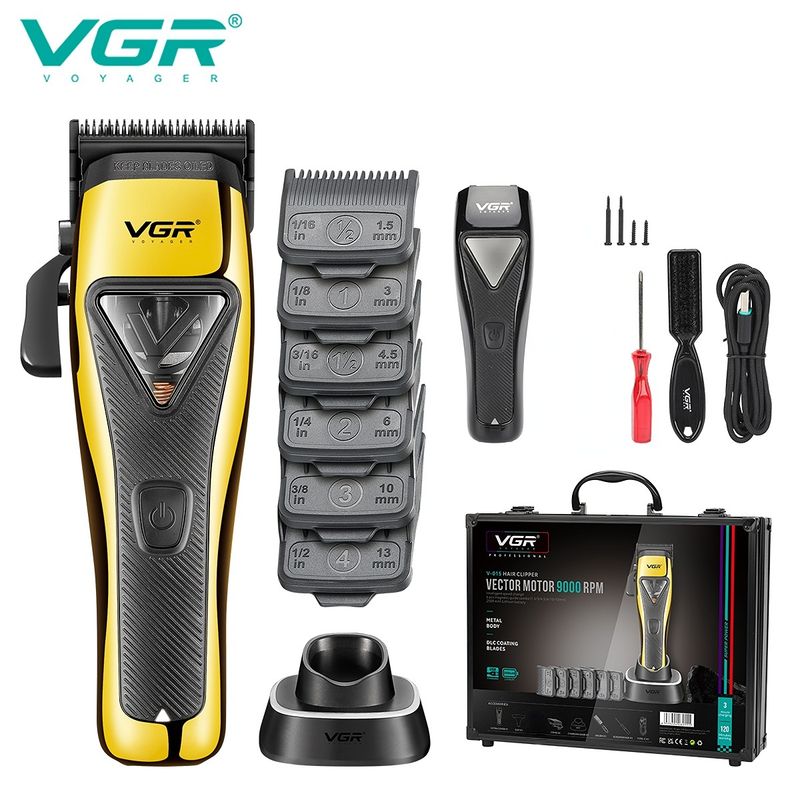 VGR Professional Cutting hine Electric Hair Trimmer Vector Motor Barber Cordless Clipper for Men V-015_voghion.com