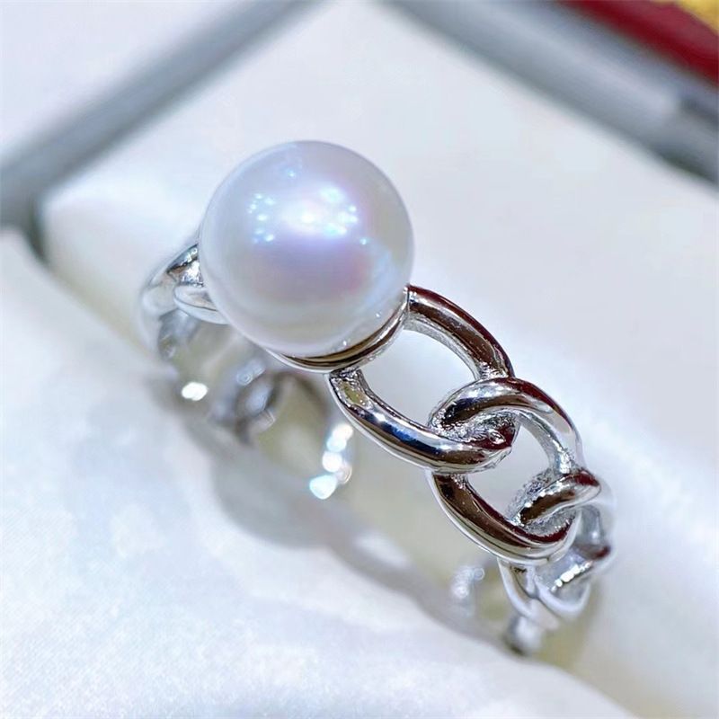 DIY Pearl Accessories Copper Thick Gold-Plated Personality Cuban Chain Open Ring Semi-Finished 8-10mm_voghion.com