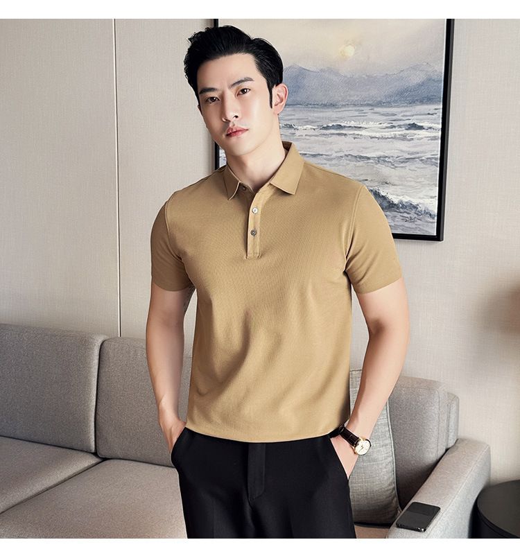 Polo à manches courtes pour homme, nouveauté spéciale été, en coton, confortable, petit revers, non marquant, pressage, version coréenne, coupe ajustée, Paul_voghion.com