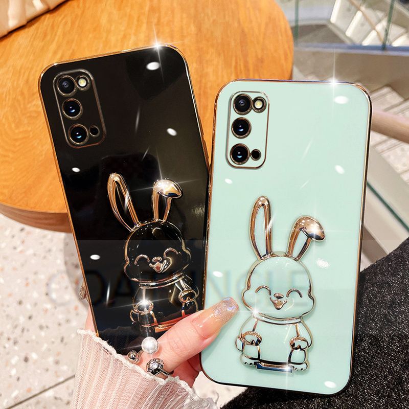 Rabbit Folding Bracket Plating Phone Holder Case on For Xiaomi Redmi Note 12 Turbo Note12 Pro Speed Plus Stand Soft Back Cover_voghion.com