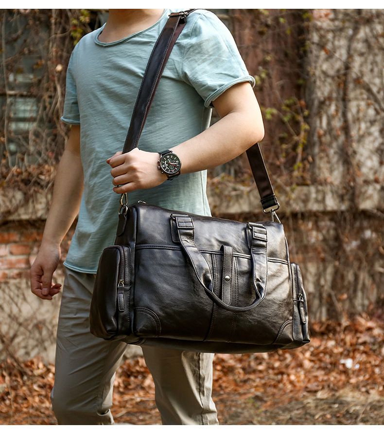 PU-Reisetasche, wasserdichte Business-Aktentasche für Herren, Umhängetasche mit einer Schulter_voghion.com