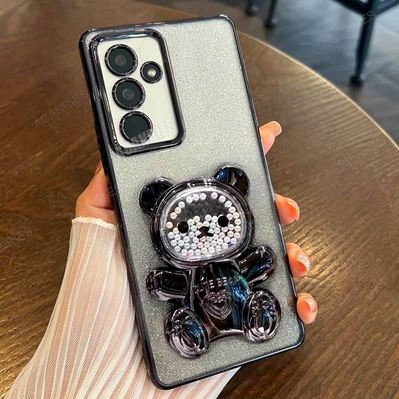 A 14 24 34 54 Niedliche Bärenhalter-Beschichtung Silikonhülle für Samsung Galaxy A14 A34 A54 A24 A15 A25 A35 A55 A05s M14 M54 Standabdeckung_voghion.com