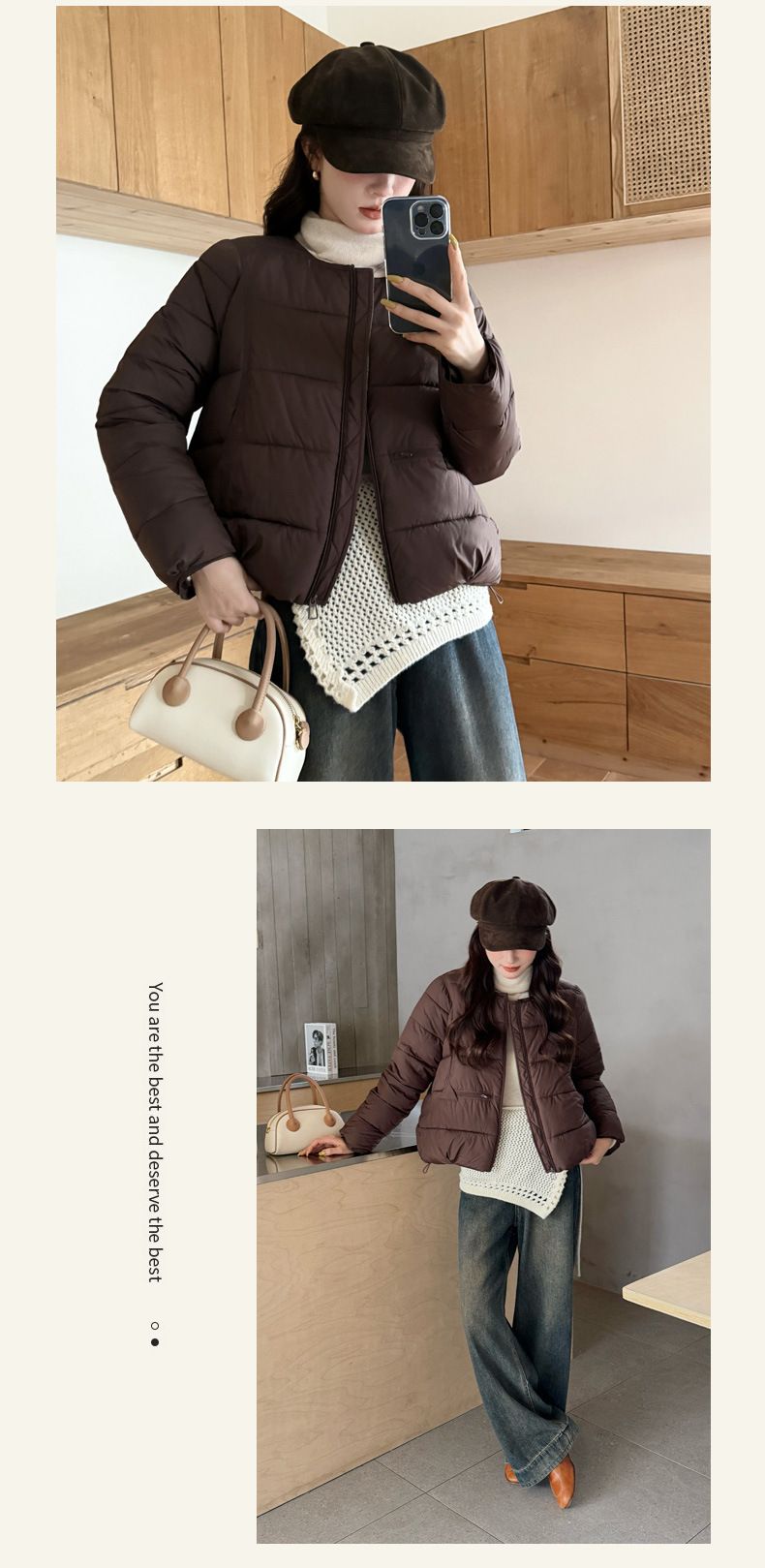 Vestiti invernali alla moda con scollo rotondo e imbottitura in cotone per tenerti al caldo, leggeri e corti, vestiti imbottiti in cotone per le donne_voghion.com
