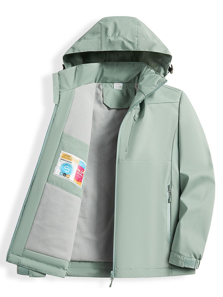 Giacca calda e spessa foderata in pile per uomo e donna, antivento, impermeabile, con cappuccio per escursioni autunnali e invernali_voghion.com
