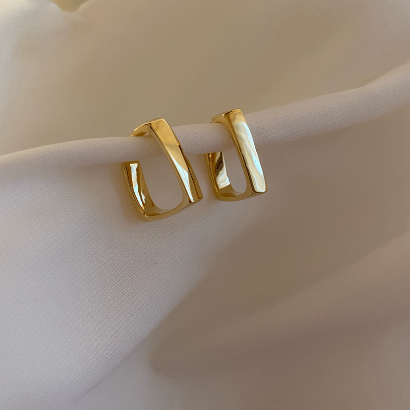 Orecchini a forma di ago d'argento, geometria, pasta fritta, intrecci semplici, metallo, personalità popolare, stile moda, donna_voghion.com