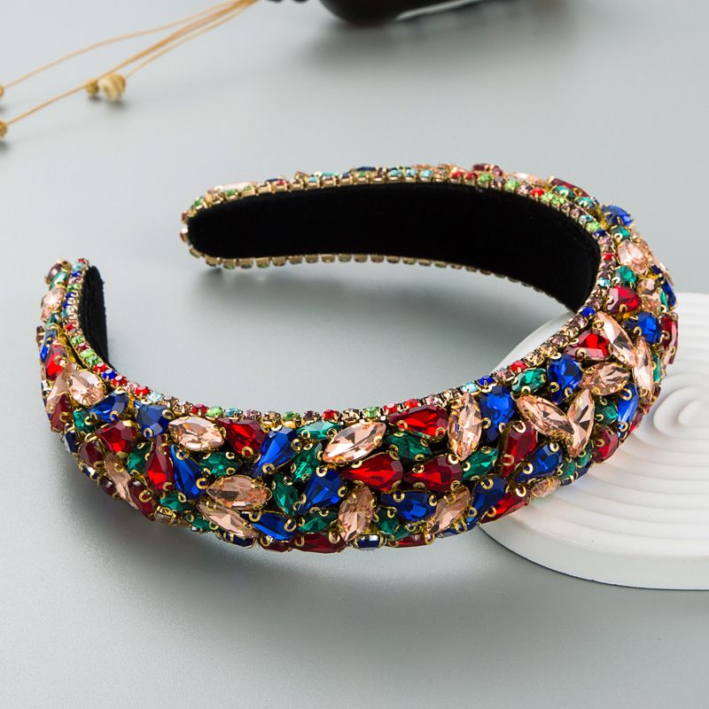 Bandeau PDMCS pour femmes, bandeau européen et américain en strass, bandeau en éponge à large bord fait à la main, accessoire de cheveux baroque_voghion.com