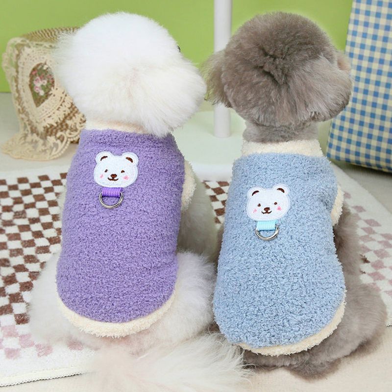 Roupas quentes de inverno com argola em D, casaco de pelúcia para cães pequenos e médios, roupas macias para filhotes, suprimentos para animais de estimação da loja PawParty_voghion.com