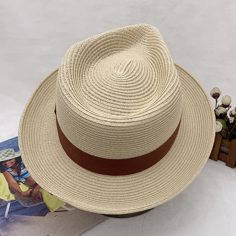 klassiska och fashionabla handvävda jazzhattar för män och kvinnor, solhattar, stråhattar, vår- och sommarhattar_voghion.com