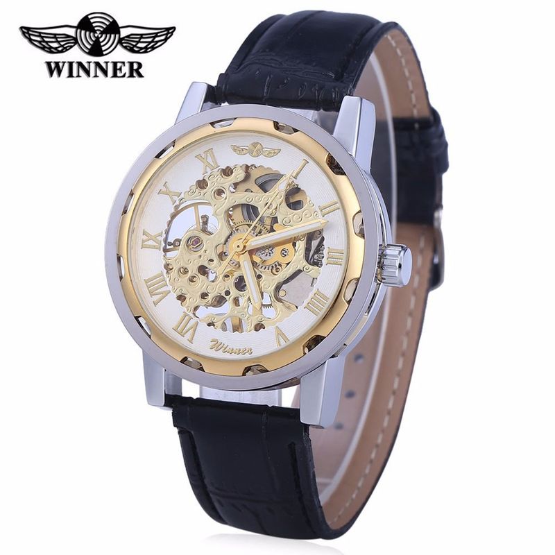 15 Farben Gewinner Römische Ziffern Skelett Gürtel Hand Mechanische Uhr_voghion.com