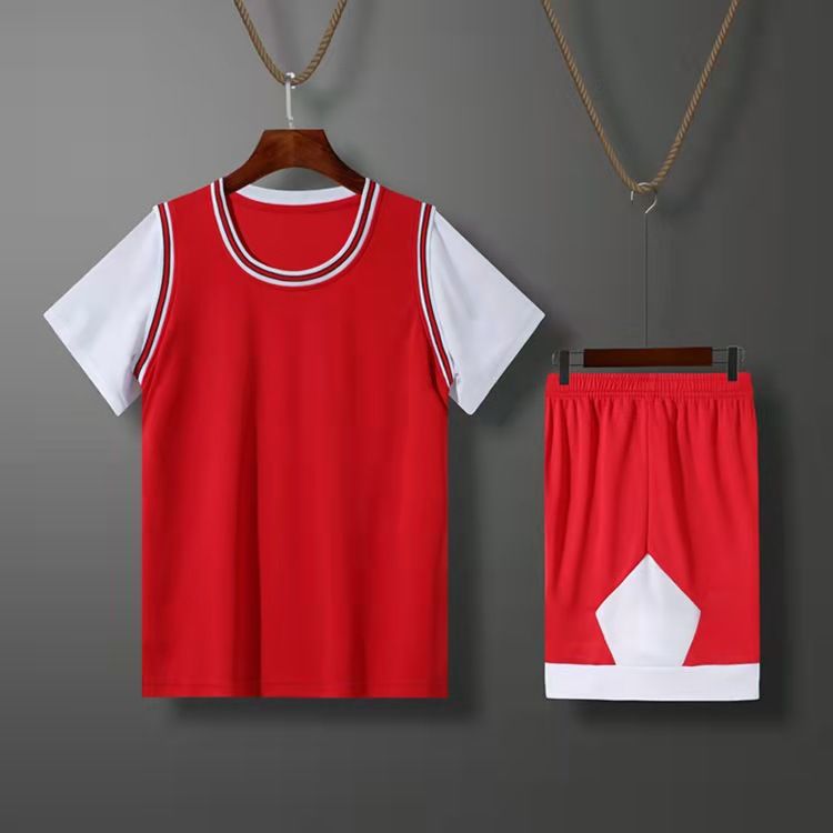 Ensemble deux pièces uni à manches courtes pour enfants, maillot d'entraînement pour élèves du primaire et du secondaire_voghion.com
