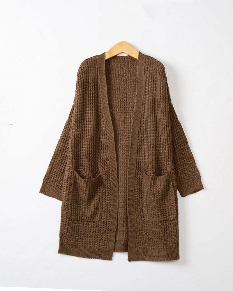 Soft & Cozy Oversized V-Neck Cardigan Sweater With Pockets, Long Sleeve Knit Pullover For Women, Fall Winter Layering Staple (Multiple Colors)_voghion.com