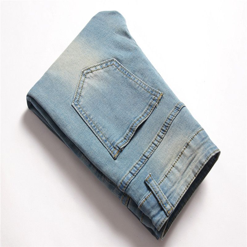 Kinderbekleidung Jungenjeans Gerade geschnittene zerrissene Hose Stretchjeans_voghion.com