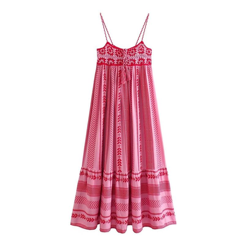 Damenbekleidung Sommer Neue Großhandel Häkeln Gestrickte Gedruckt Kleid Rock Hosenträgerrock_voghion.com