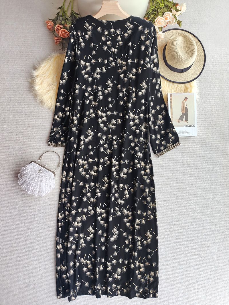 Moslimjurk voor dames - Lichtgewicht katoenen kaftan met borduurwerk, losse pasvorm, ademend voor lente en zomer, etnische Midden-Oosterse stijl_voghion.com
