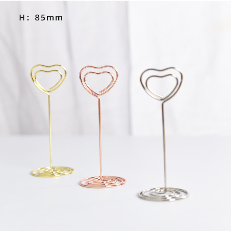 12 gold heart-shaped photo holders Table number holder Position card paper menu holder for wedding party decoration or office_voghion.com