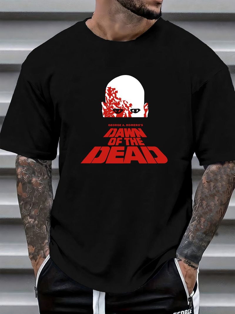 Maglietta con stampa retrò del film Dawn Of The Dead di George A Romero del 1978, HQ, pesante, girocollo, versatile, traspirante, unisex, abbigliamento firmato, elasticizzato_voghion.com