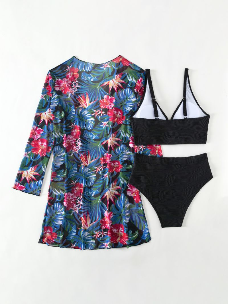 Kvinders sexet high-end flerfarvet sexet trykt bikini BIKINI tredelt damebadedragt_voghion.com