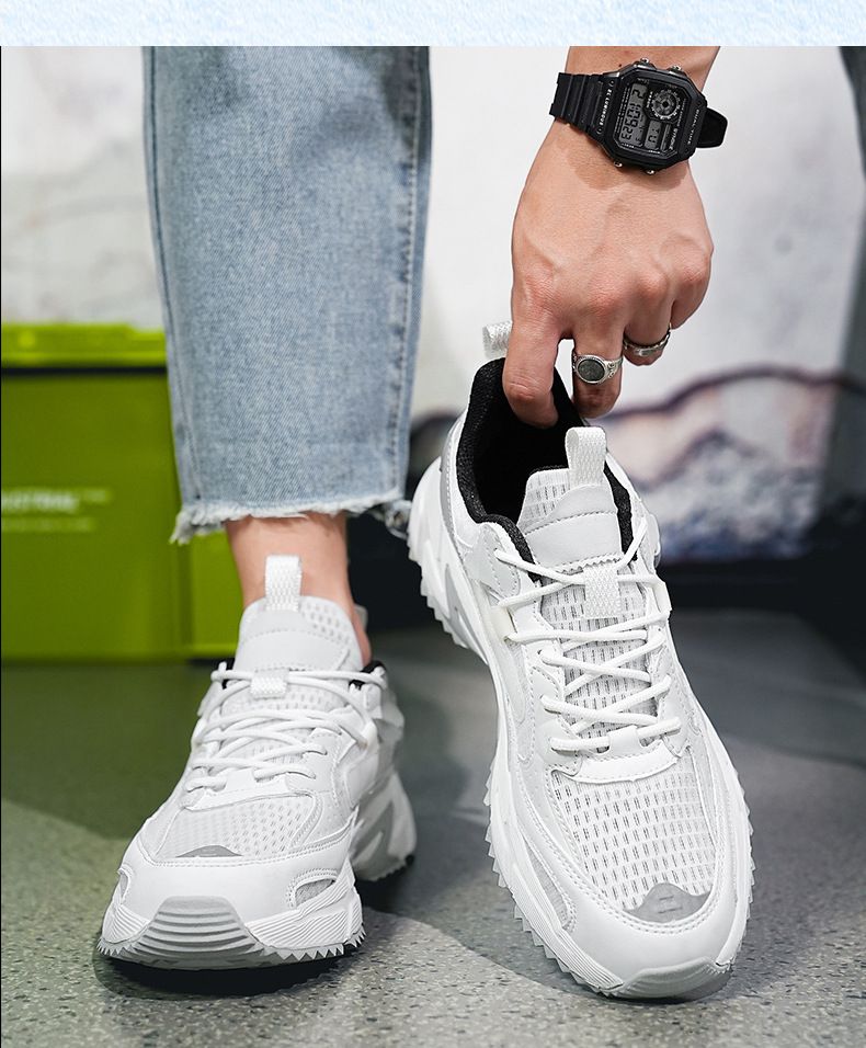Men's ice silk mesh breathable sneakers Men's running shoes Student teen Daddy shoes_voghion.com