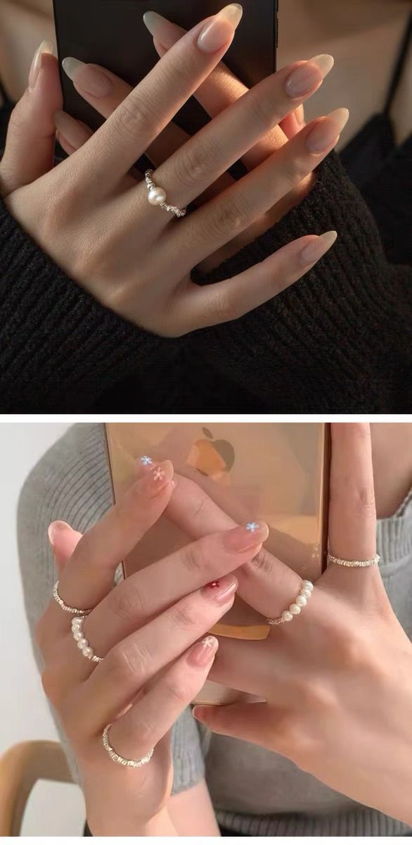 S999 Pure Broken Silver Freshwater Pearl Natural For Women Elastic Fashionable Tail Ring_voghion.com