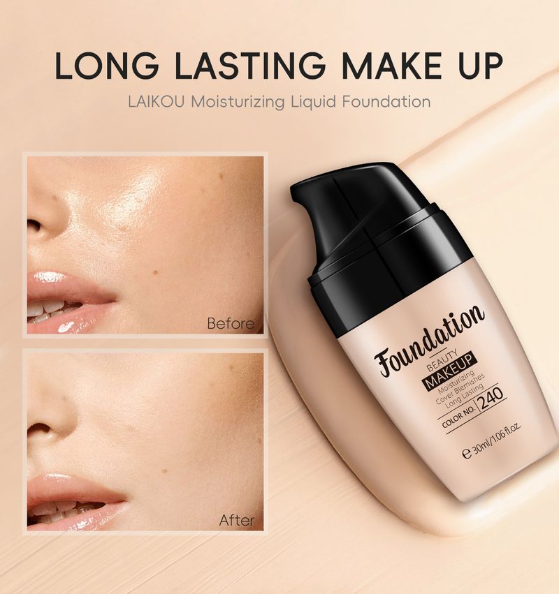 Tekoči puder LAIKOU 30 ml, več barv, neobvezno vlažilno, proizvajalci kozmetike FDA, en kos, dropshipping_voghion.com