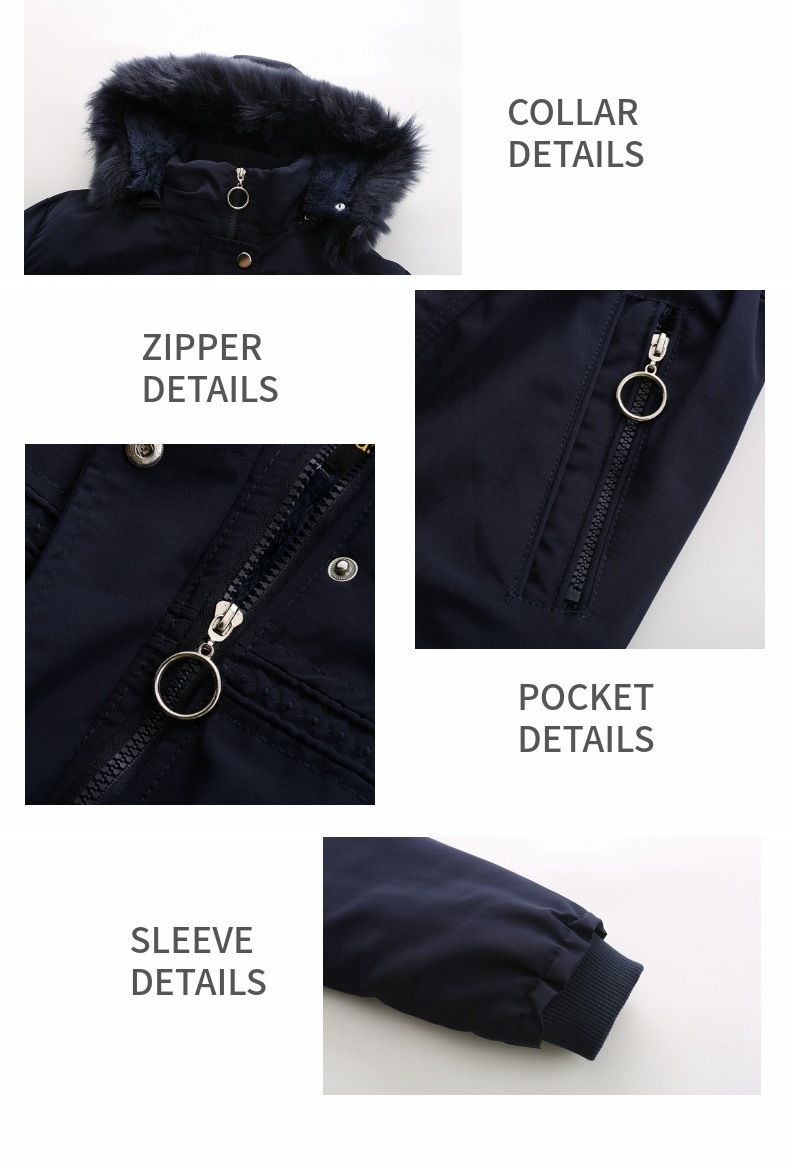high-end women's cotton fleece mid-length black large size hooded cotton jacket warm fleece coat_voghion.com