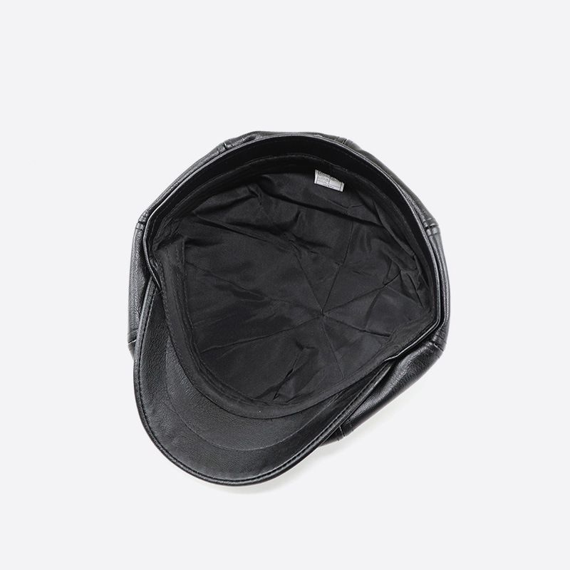 Britischer achteckiger Hut aus PU-Leder für Herren mittleren und höheren Alters, warmer Winterhut mit Entenschnabelform, Malerbarett für Herren_voghion.com