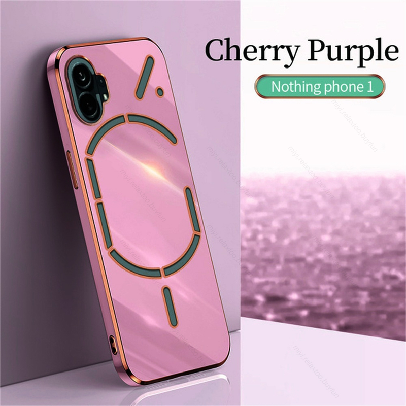 Luxe Vierkante Plating Gouden Frame Schokbestendige Case Voor Niets Telefoon 1 NothingPhone1 5G Camera Bescherm Cover Geen Ding Phon_voghion.com