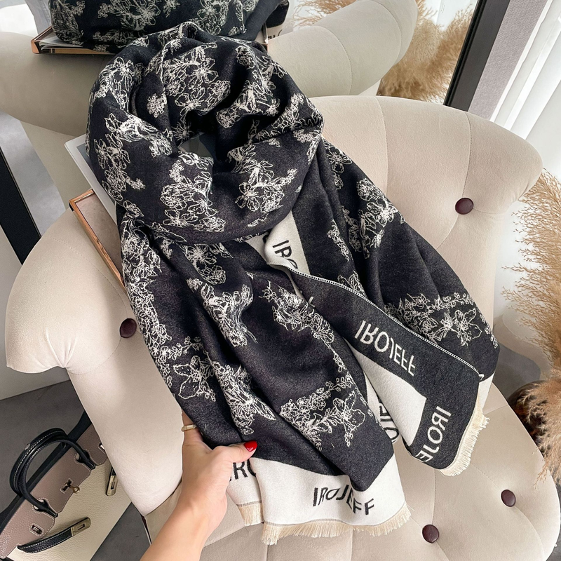 Autumn and winter shawl with women's scarf, office blanket, cashmere double-sided tassel warm scarf_voghion.com