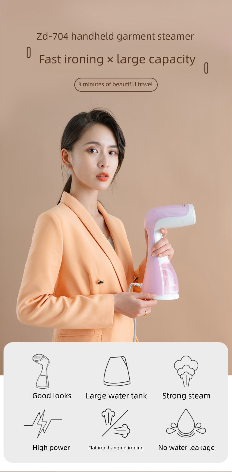 Leistungsstarker Handdampfer, Mini-Kleiderdampfer und tragbare Bügelmaschine für den Hausgebrauch_voghion.com