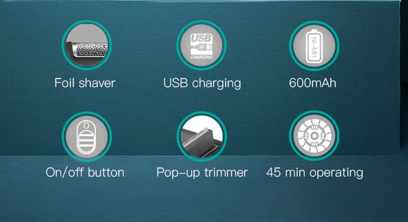VGR electric professional beard trimmer portable mini reciprocating shaver 2-blade USB charging men's V-390_voghion.com