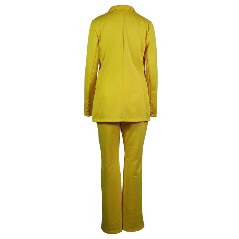 Ensemble deux pièces élégant et décontracté avec veste de costume à manches longues_voghion.com