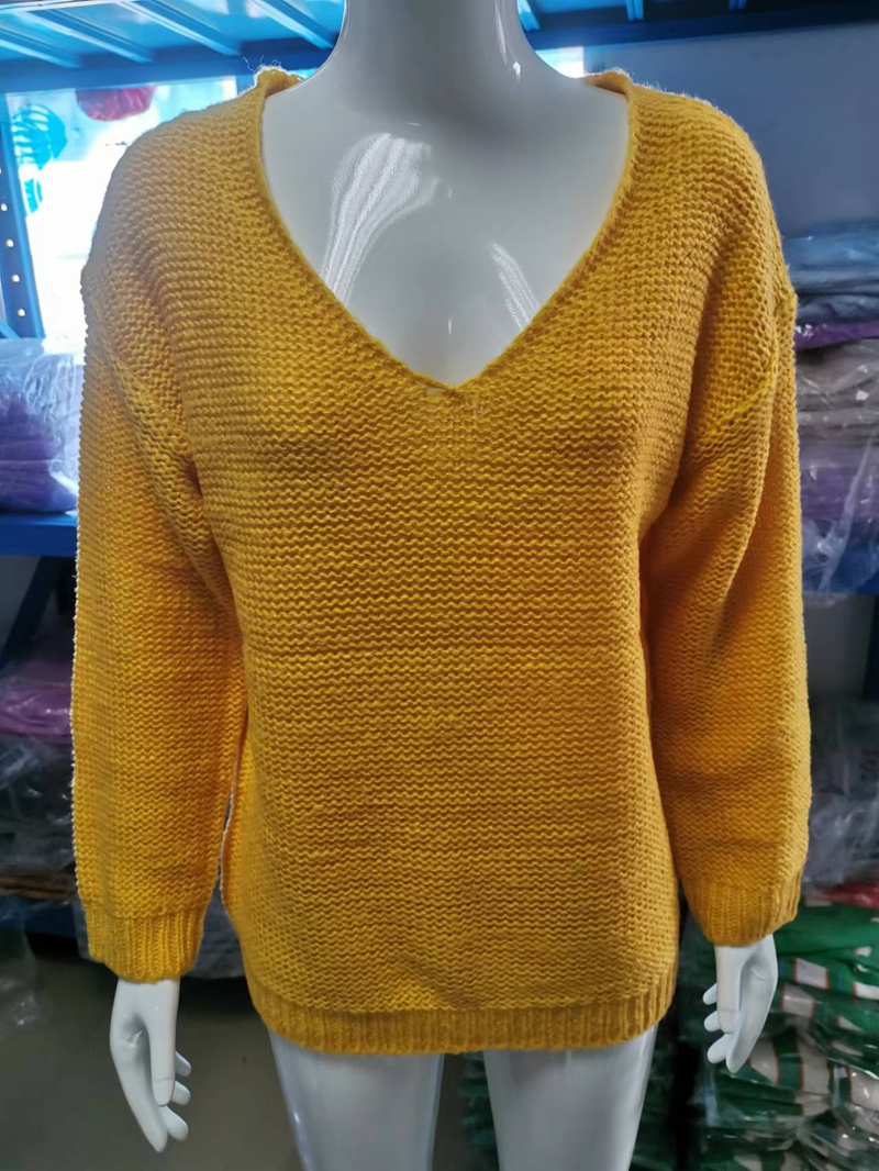 Vêtements pour femmes pulls pour femmes pulls col en v à manches longues hauts tricotés pulls pour femmes_voghion.com
