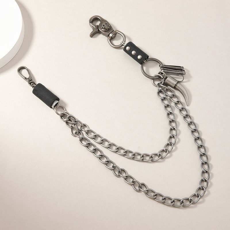 Ivory Pants Hip-Hop Street Style Double Layer Iron Keychain Round Ring Unicorn Accessory Jeans Waist Chain_voghion.com