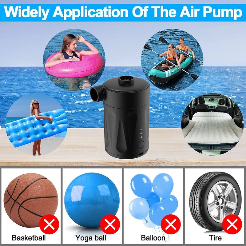 Pompa gonfiabile Pompa portatile a batteria Pompa per piscina senza fili per esterni Barca gonfiabile Letto gonfiabile Sacca di compressione sottovuoto Pompa per aria_voghion.com