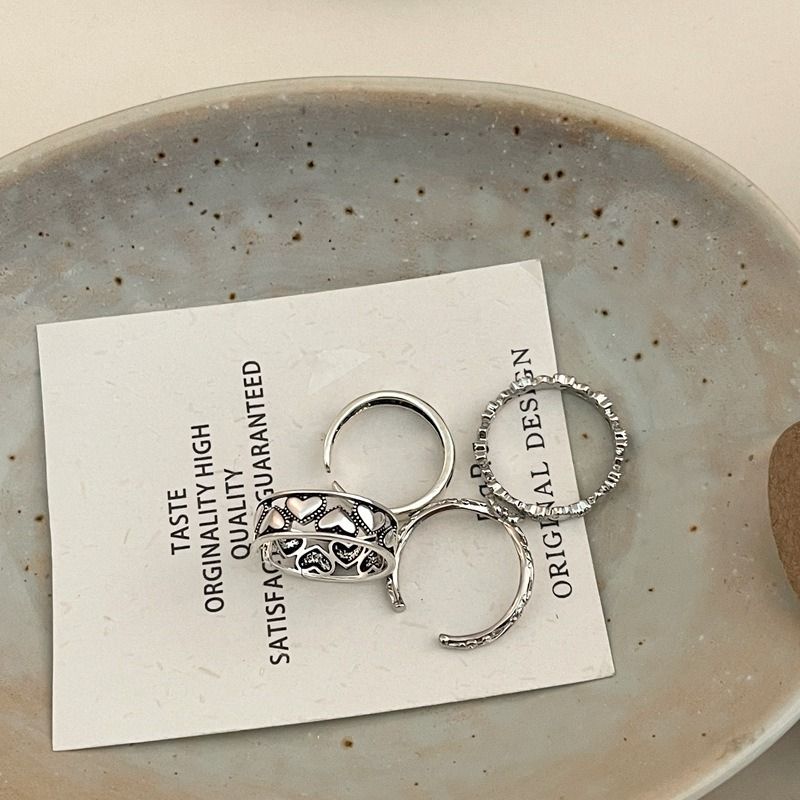 Super bello stile ins amore retrò anello in argento placcato rame per le donne, apertura regolabile, semplice anello sottile impilabile da ragazza_voghion.com