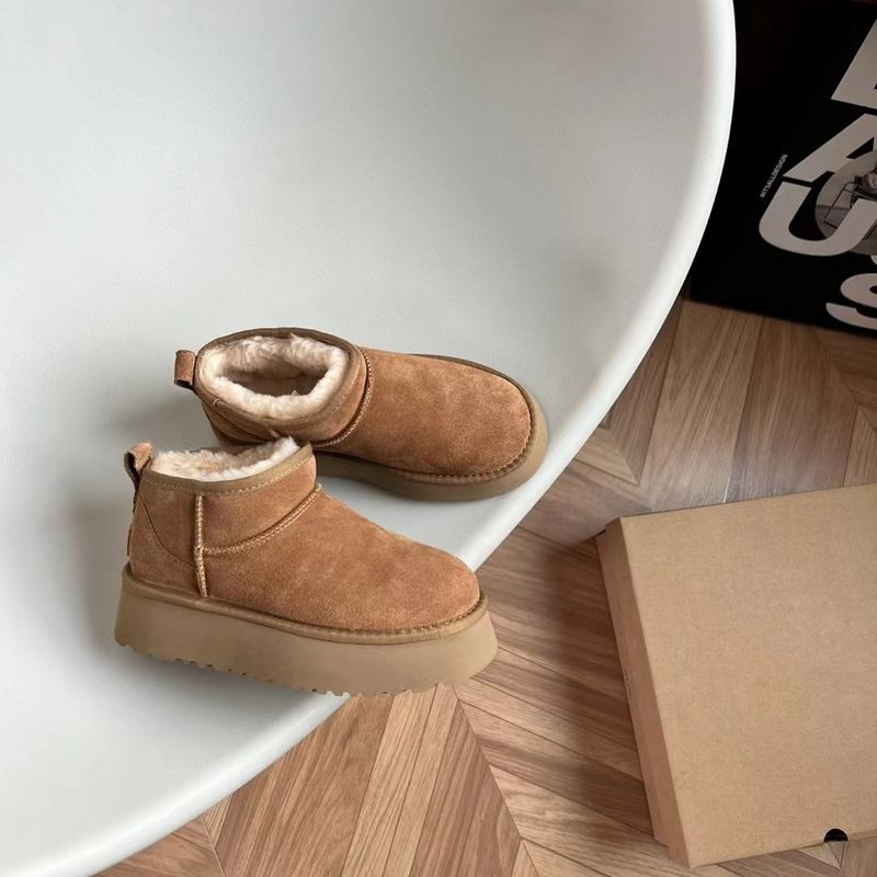2024 Upgraded New Thick-Soled High-Soled Zhou* Rain Same Style Longfeng Wool Low-Cut Straight Snow Boots_voghion.com
