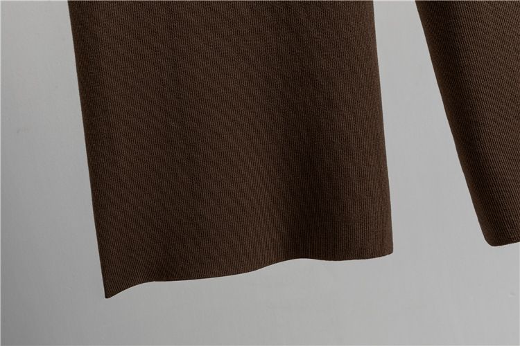 Women's Clothing spring new suits for women, contrasting stripes, double V neck knitted cardigan tops, wide leg pants, two piece suit_voghion.com