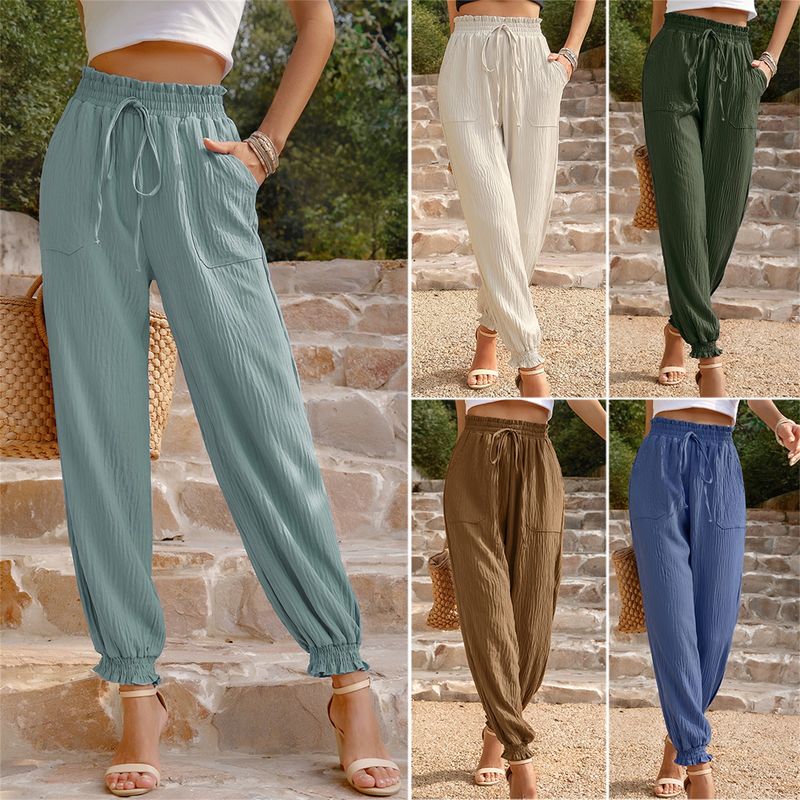 Pantaloni da jogging a vita alta tinta unita Diyun da donna, casual, estivi 2023_voghion.com