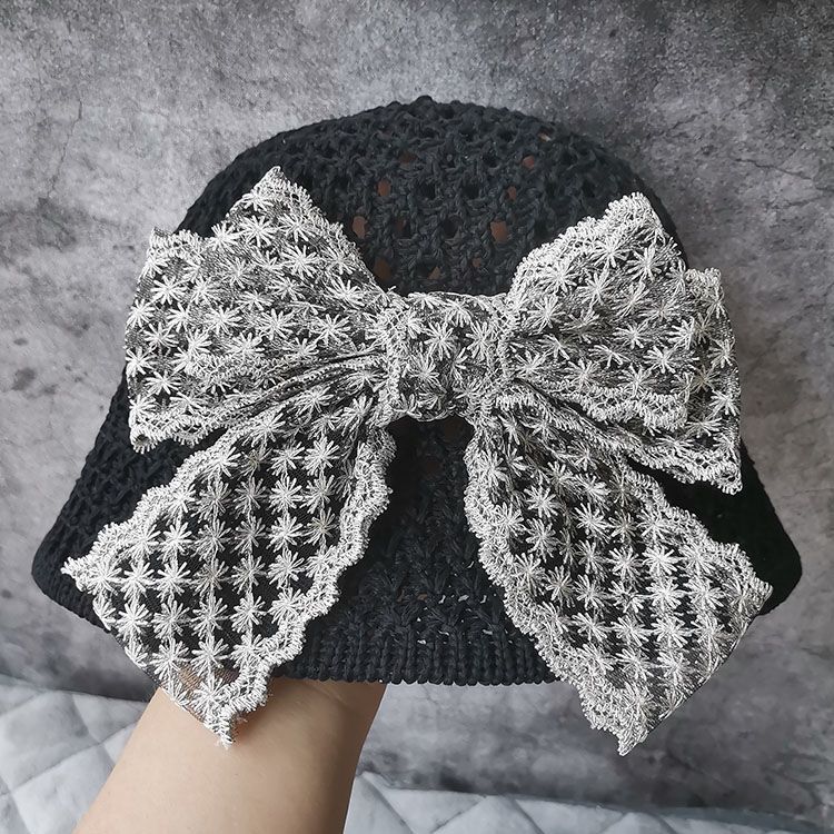 Cappello da pescatore in paglia con fiocco in pizzo estivo, cappello da sole per bambini_voghion.com