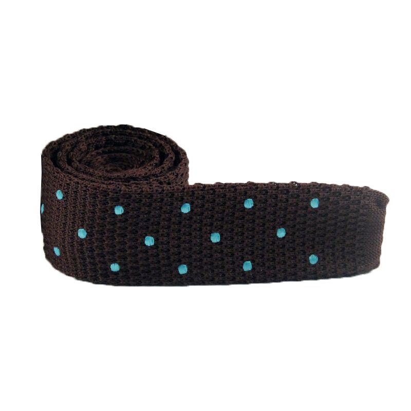 New Solid Color Polyester Silk Knitted Flat Head Type Narrow Version Woolen Embroidered Necktie Long Term Fashion_voghion.com
