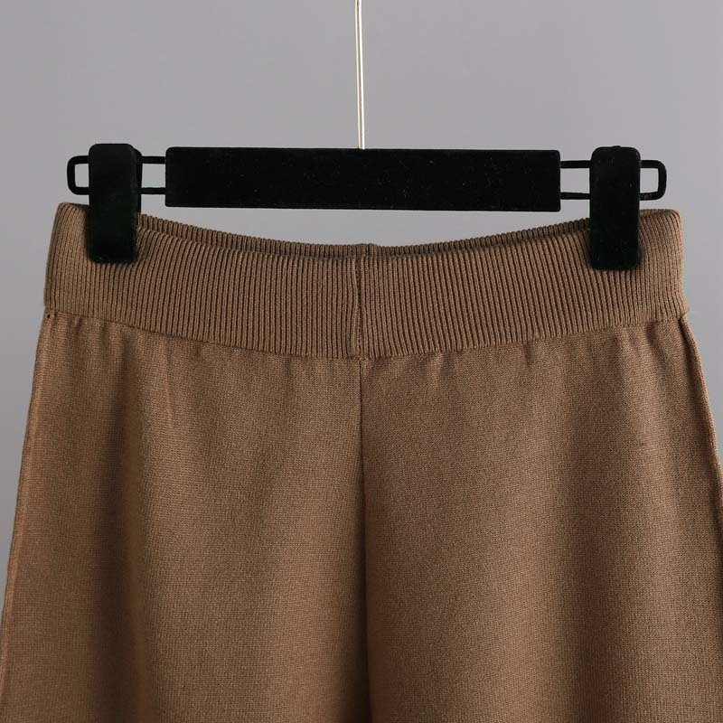 Kadın giyim Örme kazak iki parçalı set kadın sonbahar ve kış yeni gevşek rahat geniş bacak pantolon takım elbise net kırmızı mizaç_voghion.com