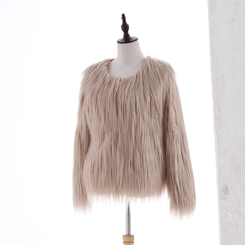 Cappotto di agnello in pile di lana lavata di grandi dimensioni a maniche lunghe corte alla moda da donna_voghion.com