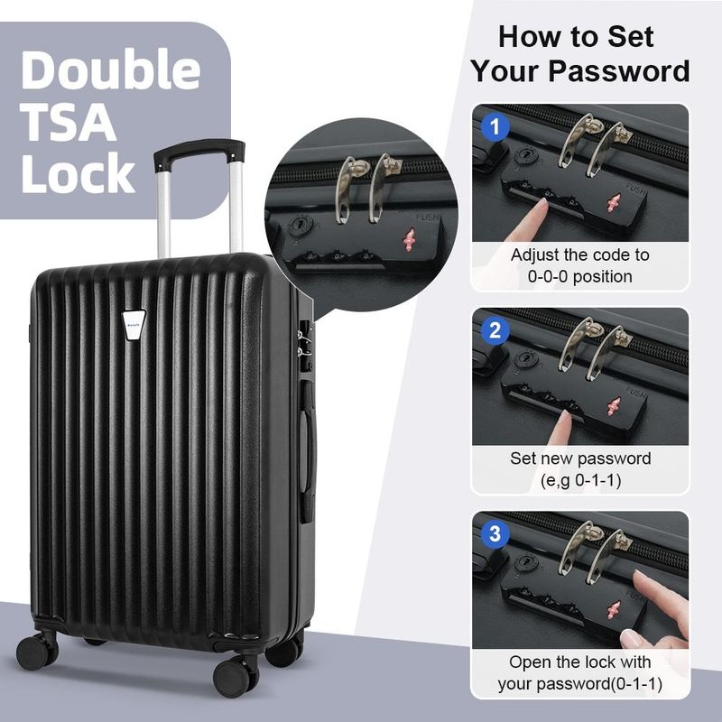 3pcs Luggage Set-Durable Hard Shell Suitcase Set With Double Spinner Wheels, Large Capacity Travel Trolley Case, Perfect For Business & Family Trips, And Ideal_voghion.com