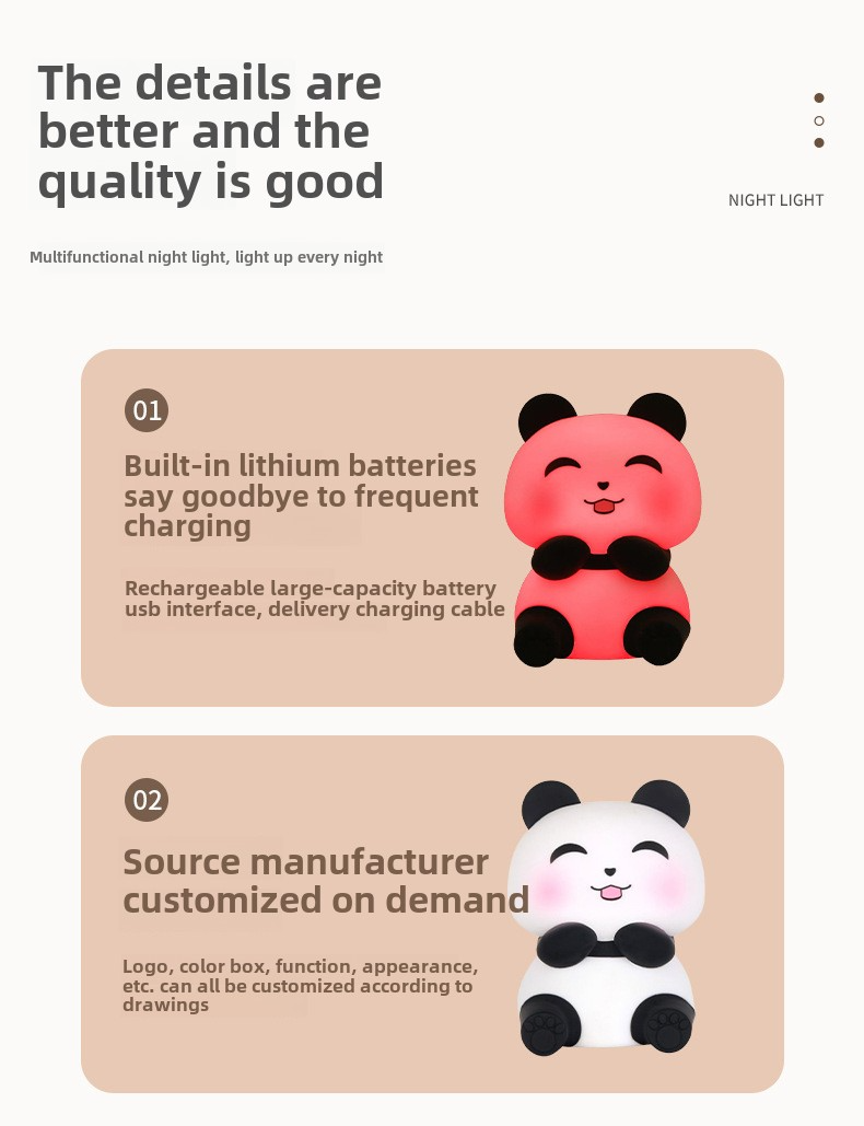 Tuan Silikon USB Aufladen Bettkopf Atmosphäre Geschenk Panda Nachtlicht_voghion.com