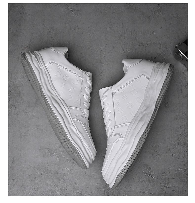 Scarpe casual bianche in rilievo con rialzo interno invisibile da uomo, scarpe da tavola invisibili, scarpe da uomo_voghion.com