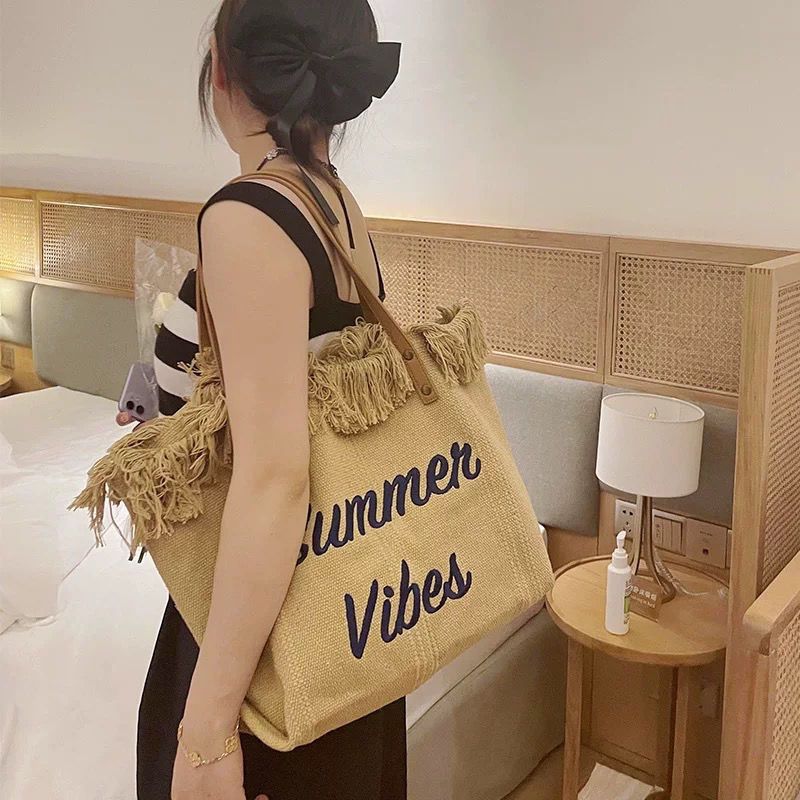 Women Handbags Large Tote Shopping Underarm Shoulder Bag For Female Casual Canvas Beach Bags_voghion.com